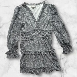 Love Riche Monochrome Floral Ruffle Dress